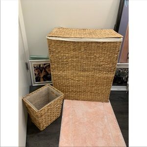 Matching dual-section Laundry Hamper and Trash Bin